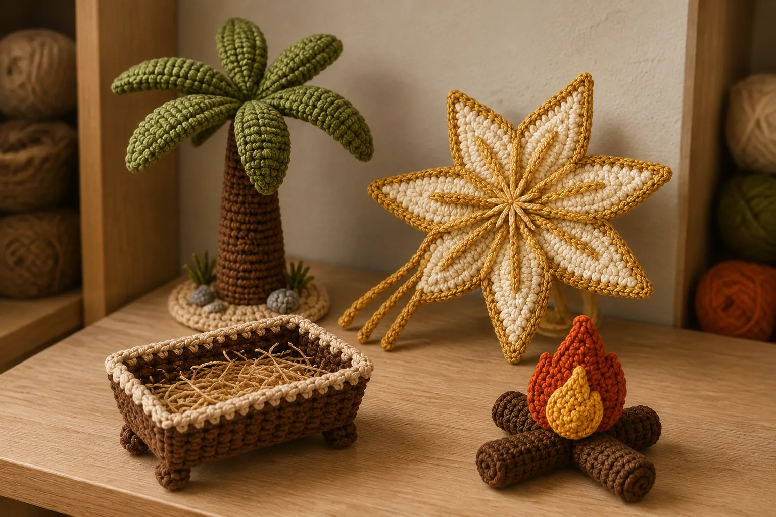 Escenario del pesebre en amigurumi