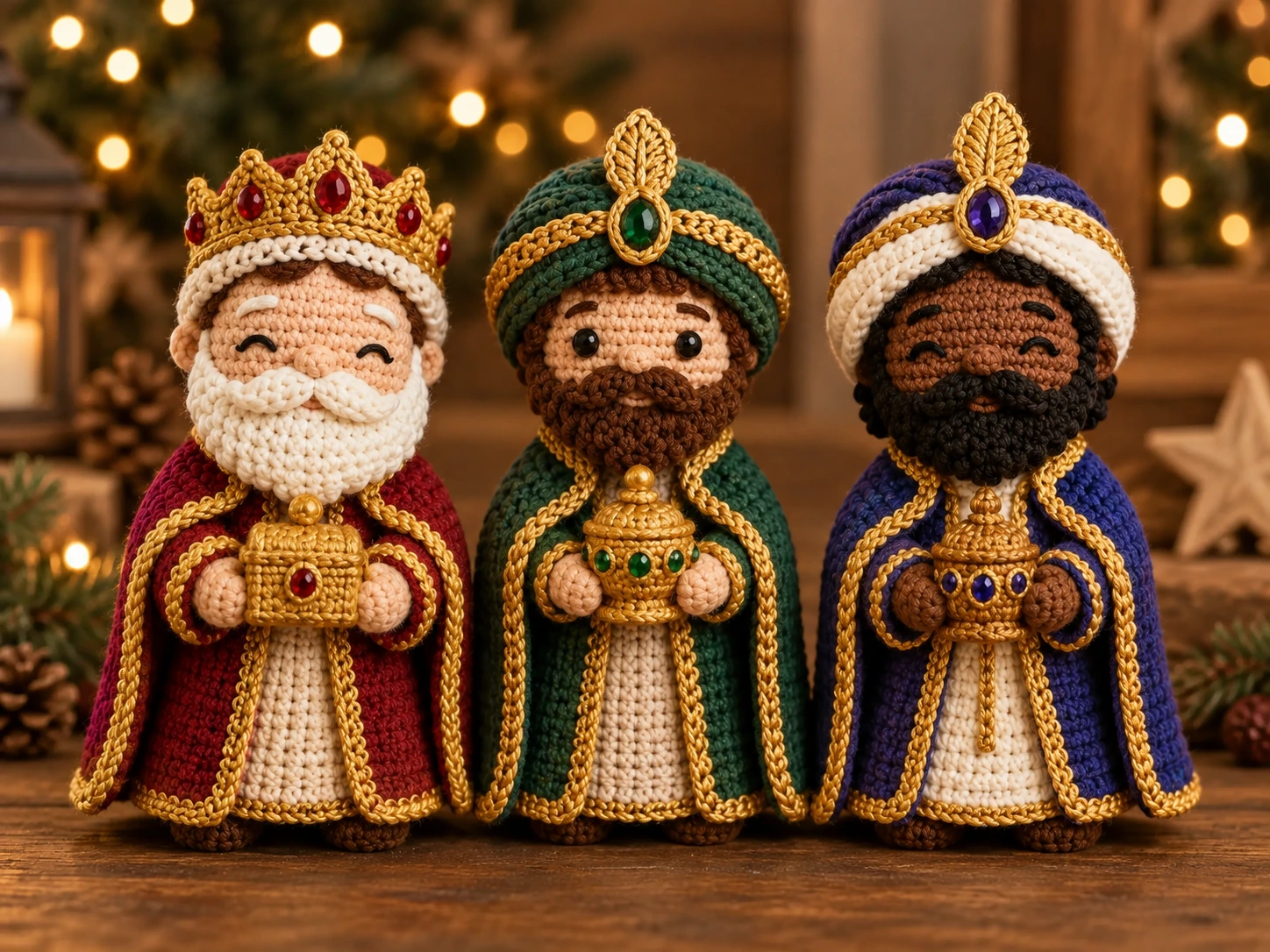 Reyes Magos en amigurumi